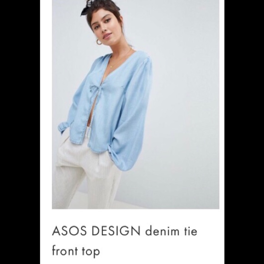 Denim front tie top.